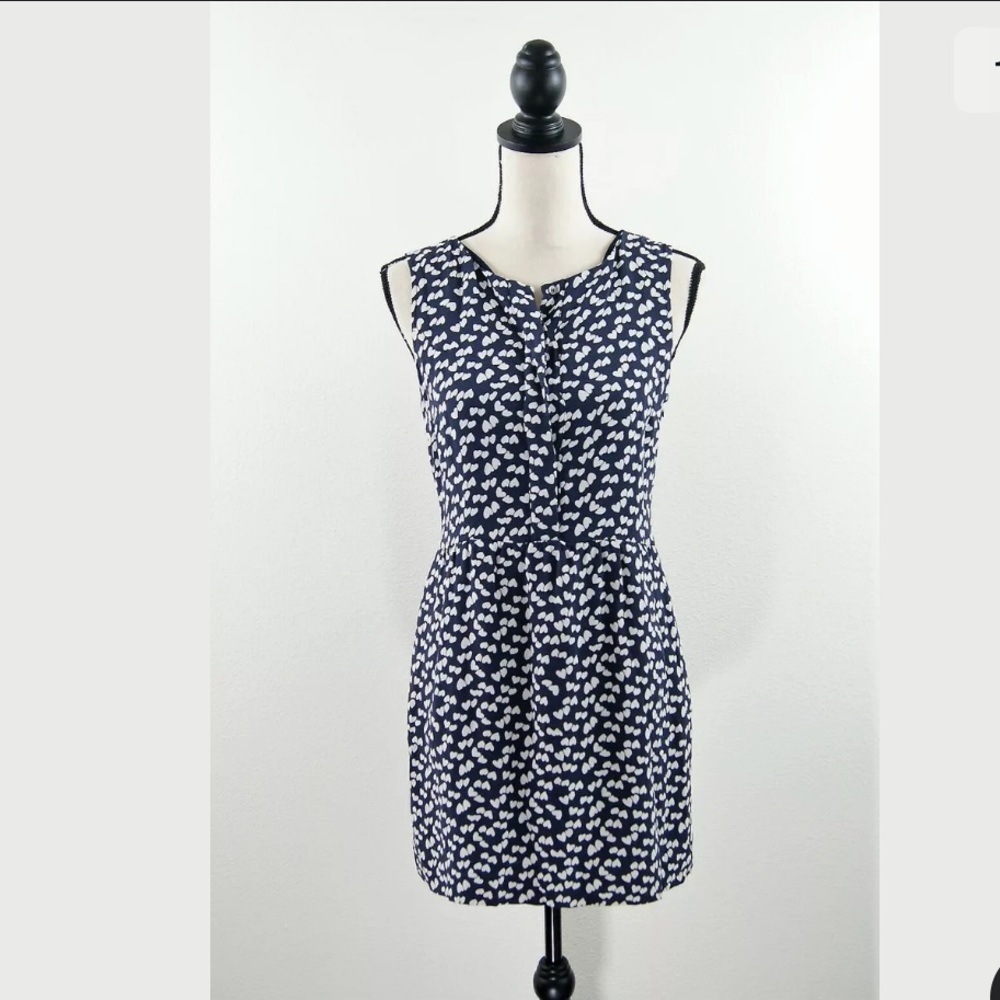 J.Crew Navy Scattered Hearts A-Line Dress 6